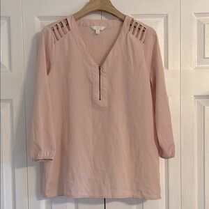 Charming Charlie Pink Blouse with Elegant Cut outs